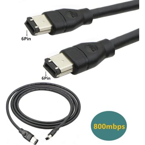 6 Pin to 6 Pin Firewire DV iLink Male to Male IEEE 1394 Cable(Black)for PC Mac DV 6 Foot 6 Feet Black Friday November Cyber Mon