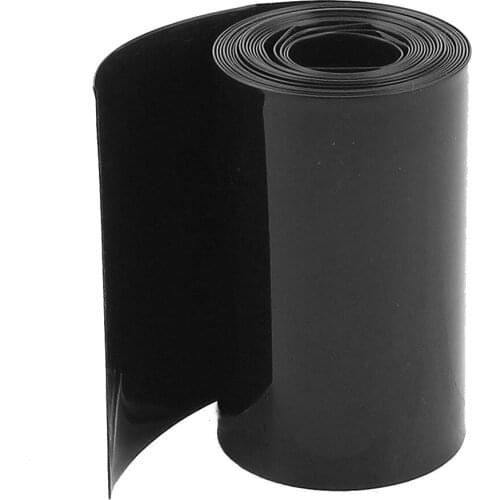 70mm/44mm PVC Heat Shrink Tubing Wrap Black 2m 6.5ft for 18650 Battery