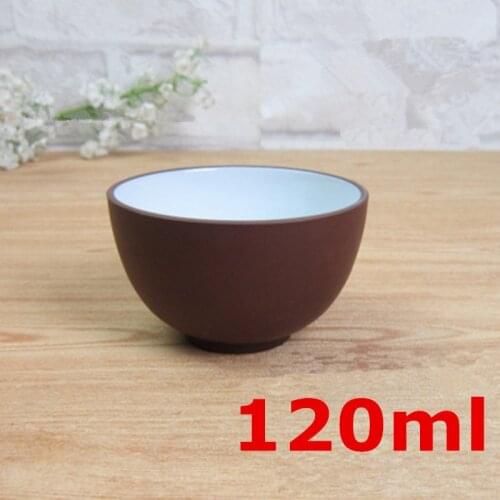 Promotion! 6 Pcs Purple Clay Ceramic Tea Cup Set 120ml Big Capacity Black Teacup Cups Teacups Kung Fu A+ Quality Porcelain Gift