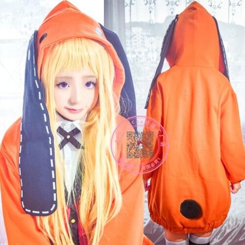 Anime Kakegurui Figure Yomotsuki Runa JK School Girls Uniform Suits Orange Hoodie Halloween Cosplay Costume Role Play Clothing