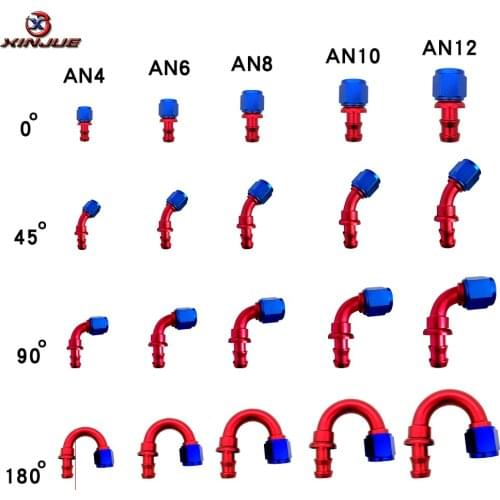 Car Parts Aluminum 90 Degree Oil Fuel Push On Hose Anoized Rubber Tube Hose End Oil Fuel Fitting