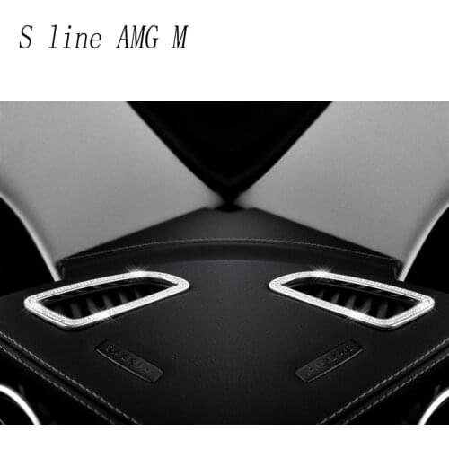 Car styling front air outlet of the air conditioner accessories metal diamond Stickers Cover Trim For Mercedes Benz C Class W205