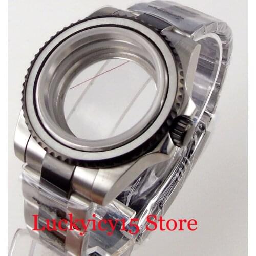 BLIGER Two Tone Black 40mm Watch Case fit NH35A NH36A Oyster Strap Glide Lock Unidirectional Bezel Ring