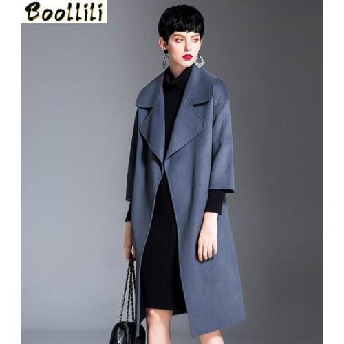 Boollili Autumn Womens Cashmere Coat Long Jacket Double-sided Wool Coat Women Korean Elegant Ladies Coats Casaco Feminino 2020