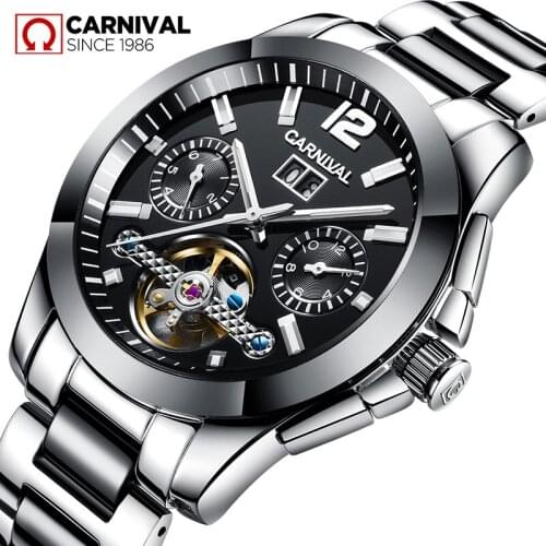 CARNIVAL Watch Men Luxury Brand Tourbillon Automatic Mechanical Watches Men Casual Business Waterproof Wrist Relogio Masculino