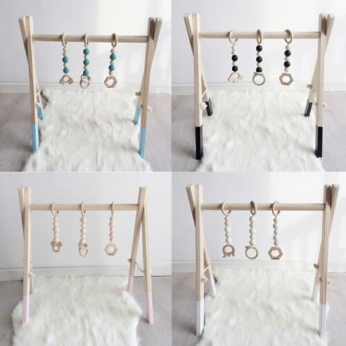 Nordic Style Wooden Baby Gym Baby Play Frame Nursery Sensory Ring-pull Toy Wooden Infant Child Gym Rack Kids Girls Room Decor