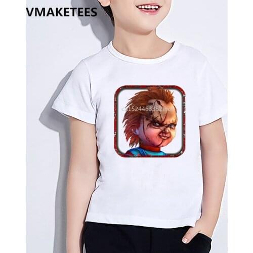 Kids Summer Short Sleeve Girls & Boys Funny T shirt Children Cool Chucky Massacre Print T-shirt Casual Baby Clothes,HKP791