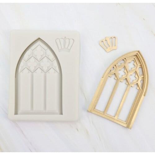 European Style Door & Window Crown Silicone Mold Fondant Cake Decorating Mold Sugarcraft Chocolate Baking Tool For Cake Gumpaste