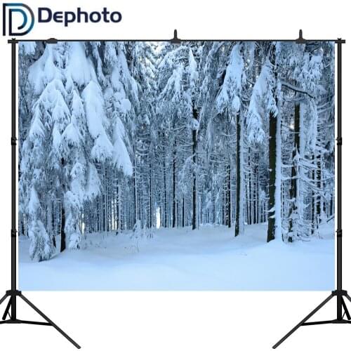 Dephoto Photography Background Winter snowy pine forest Christmas Backdrop for Photo studio new arrival camera fotografica
