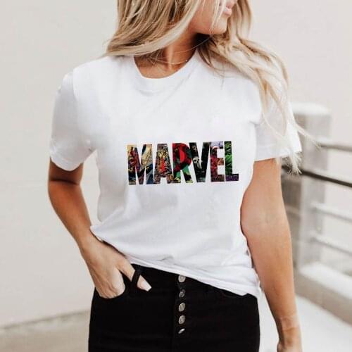 Spiderman Ironman Superhero Print Marvel T Shirts Summer Short Sleeve Avengers Flim Print Letter Print Disney T-Shirts Plus Size