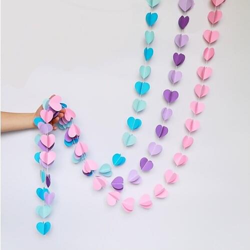 2M 3D Paper Garland Colorful Heart Bunting Banners Festivals Wedding Birthday Party Decor Room Wall Hangings Props Decoration