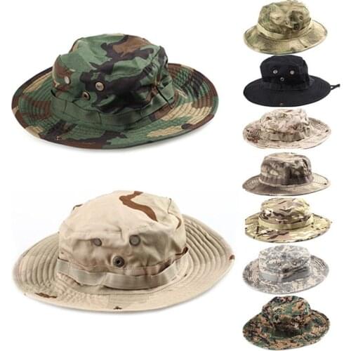 Camouflage Tactical Boonie Hat US Army Military Caps Camo Men Outdoor Sports Sun Bucket Cap Fishing Hiking Hunting Hats