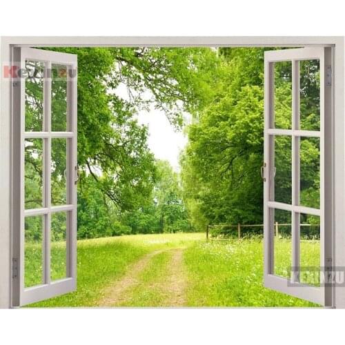 Kexinzu Full Square/Round 5D Diy Diamond Painting Cross Stitch "Window Scenery " Diamond 3D Embroidery Mosaic Home Decor 051