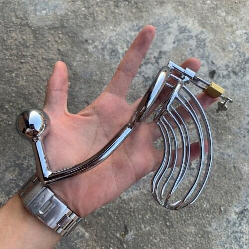 Penis Cage Penis Bondage Butt Plug BDSM Bondage Lock Male Chastity Device Metal Cage Cock Lock Restraint Ring Sex Toy For Men