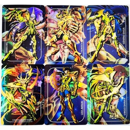 12pcs/set Saint Seiya Golden Zodiac Twelve Gold Saint Cloth Bronzing Hobby Collectibles Game Anime Collection Cards