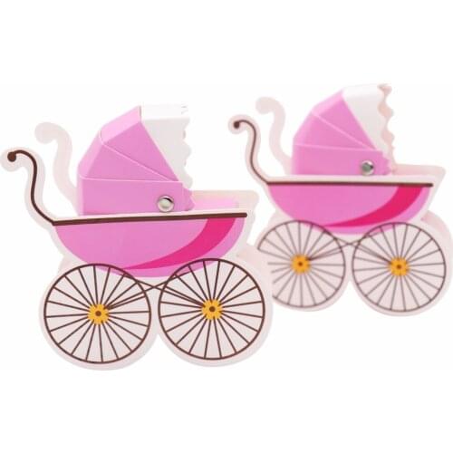 10pcs /lot Stroller Shape Paper Candy Box Baby Shower Favors Kids Birthday Party Wedding Gifts package Decoration Supplies