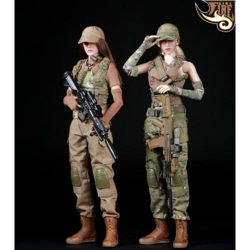 1/6 Scale FG004 Female Military Combat Clothing Suits Model Fire Girl Toys Camouflage Clothing 12 '' Action Figures Body