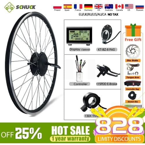 36V/48V 500W Electric Bicycle Rear Rotate Hub Motor 16-29inch 700C Wheel Conversion Kit With E-Bike Display KT LCD8H/115PDD/8PAS