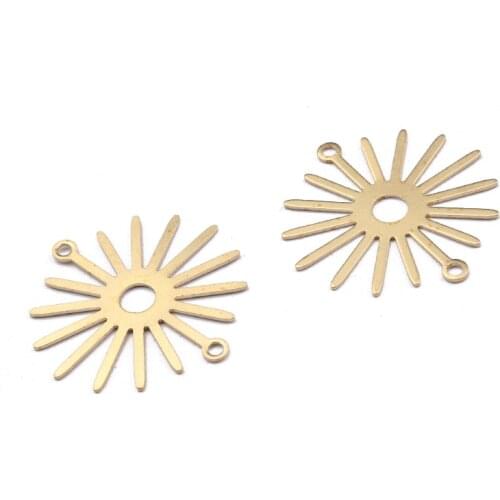 10pcs Raw Brass 28x28mm Sun Charm Sunflower Connector Charms For Handmade Necklace Jewelry Findings Making Supplies Crafts