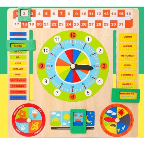 New Montessori Early Education Calendar Clock Four Seasons Wooden Preschool Teaching Aids Childrens Toy Gifts