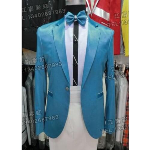 Singer stage clothes men suits designs masculino homme terno stage costumes for singers jacket men blue blazer dance star style