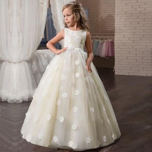 Princess Girls Dress Summer Lace Party Dress Flower Kids Dresses For Girls Wedding Long Gown Teenage Girl 12 14 Years Vestido