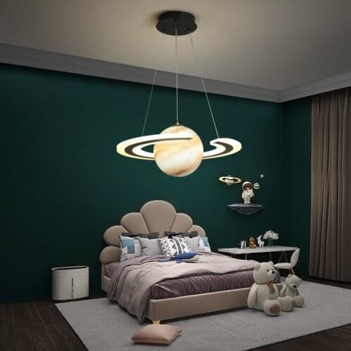 Planet light childrens room chandelier creative wandering earth boy girl room bedroom space star chandelier lamp