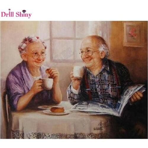 Full,Diamond Embroidery,Old couple pattern Diamond Painting,Cross Stitch,3D,Diamond Mosaic,Needlework,Crafts,Christmas,Gift