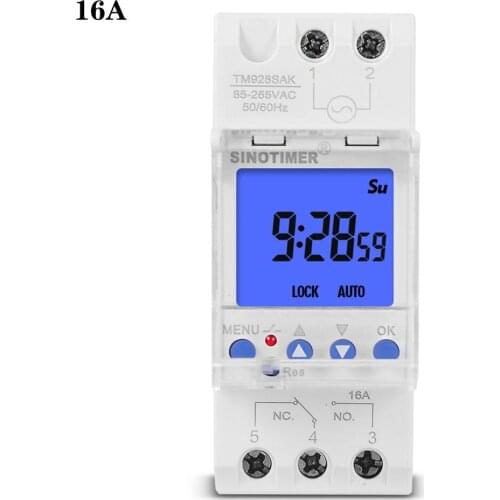 1 Second to 168 Hours Programmable Electronic Time Clock 16A 30A 110V 220V Big LCD Backlight Display Timer with Lock Function