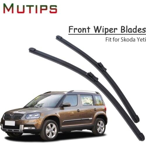 1Set Rubber Car Front Wiper Blade Kit For Skoda Yeti 2016 2015 14 13 12 10 2009 Original Replace Insert Strip Auto Accessories