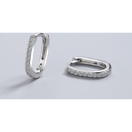 925 Sterling Silver Hoops Earrings Natural Zircon Geometric Crystal Jewelry Fashion Ear Accessories Bijoux For Women Party Gift