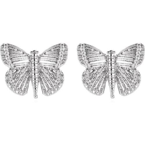 Earrings Fashion Jewelry with Gold/Silver Color Butterfly Shaped Stud Earring for Women Gift