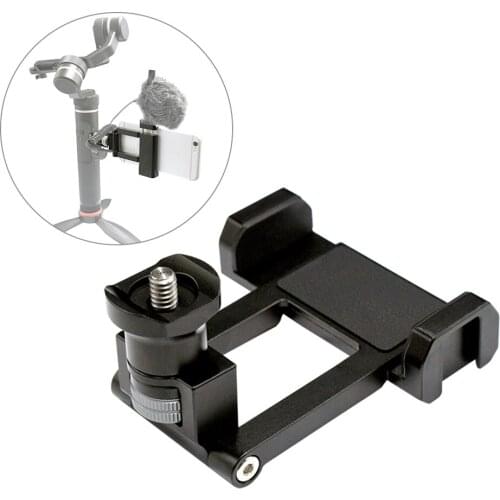 Gimbal Stabilizer Phone Holder Smartphone Clip Clamp Bracket water-resistant & dust-proof 1/4 Inch Screw with Cold Shoe Mount