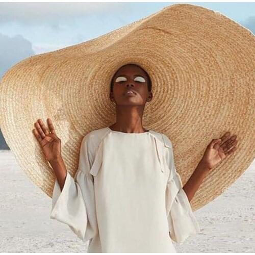 Fashion Lady Straw Hat Women Summer Sun Visor Sunhat Floppy Bucket Cap Oversized Female Hat Straw Beach Anti-UV Protection
