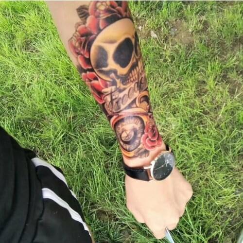Waterproof Temporary Tattoo Sticker skull clock rose arm tatto flash tatoo fake tattoos for men women new school