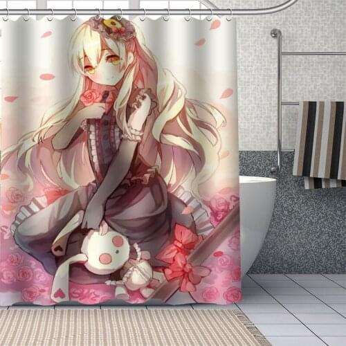 New Custom Anime Girl Usano Mimi Curtains Polyester Bathroom Waterproof Shower Curtain With Plastic Hooks More Size