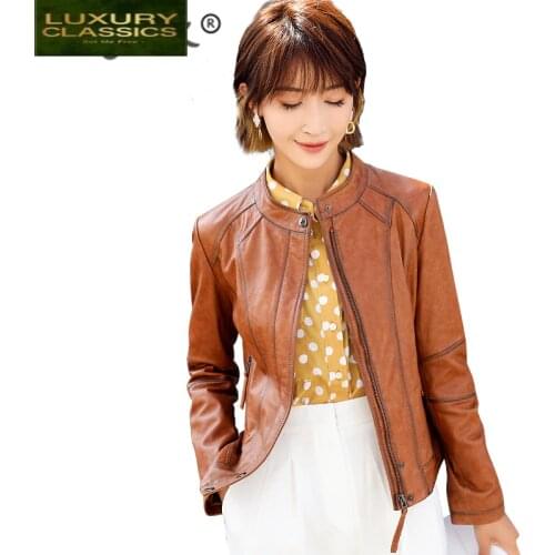 Autumn Vintage 100% Spring Real Sheepskin Coat Female Natural Womens Leather Jackets Genuine Leather Jacket Women OT1996