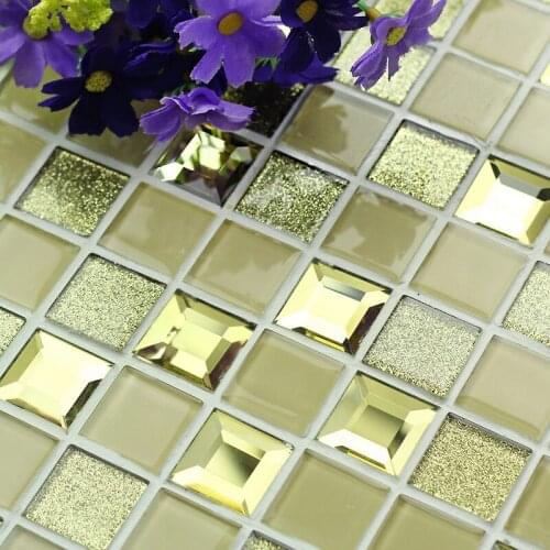 Gold 5 faced Crystal Diamond Mirror Shiny Glass Mosaic Tiles,wedding showroom KTV Display cabinet DIY wall sticker decor,4 color