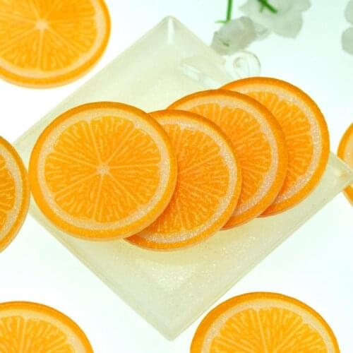 10PCS 21mm Flatback Shining Acrylic Orange Planner|DIY Scrapbooking Crafting Fruits|Hair Bow Center Embellishments