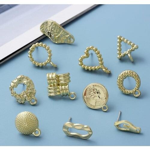 10pcs Retro Alloy Earrings Round Heart Fashion Earrings DIY Handmade Jewelry Making Accessories Ladies Pendant Metal Earrings