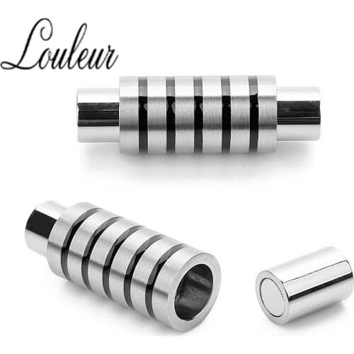 2pcs/lot 6mm Cylinder Tube Magnetic Clasps Men Leather Cord Thread Bracelet End Connectors Jewelry Making Barrel Clasp