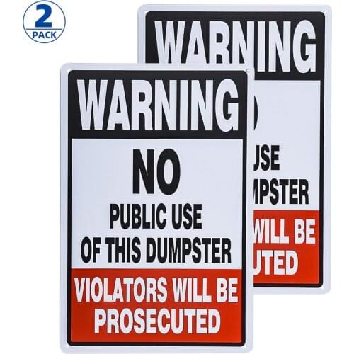 2 Pack Metal Warning Sign 8x12 inches Sign Warning No Public Use of Dumpster Sign