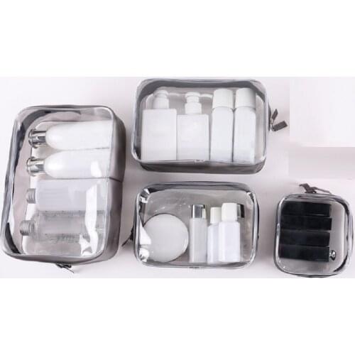 4pcs/Set Transparent Makeup Bag Set for Travel Waterproof PVC Storage Bag Toiletries Organizer Cosmetic Bag