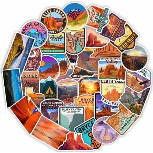 50PCS Cartoon Outdoor Landscape Nature Canyon Stickers for Guitar Kids Toy Car Skateboard Snowboard Luggage Decals Sticker