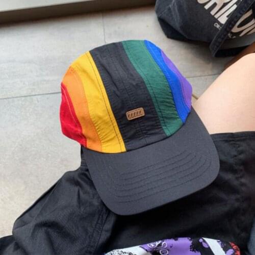 New Adults Rainbow Baseball Cap Summer Quick-drying Drawstring Cap Sun Hats For Women Men Snapback Golf Caps Bones