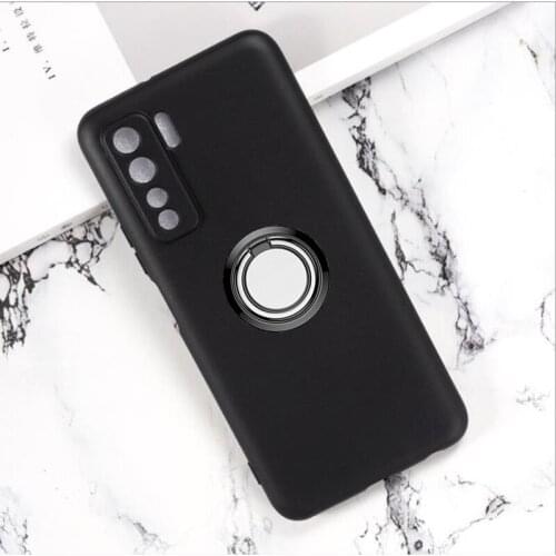 For Huawei Nova 7 SE 5G CDY-AN00 CDY-NX9B Back Ring Holder Bracket Phone Case Cover TPU Soft Silicone Bumper Anti Drop Shell