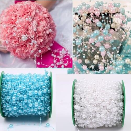 60M Imitation Pearl Beads Chain Trim For DIY Gypsophila Garland Flowers Wedding Party Decor Jewelry Findings Craft Accessories