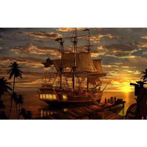 Classic Living Room Art Wall Decor Fantasy Pirate Pirates Ship Boa Oil painting Picture HD Printed On Canvas For Home Decoration