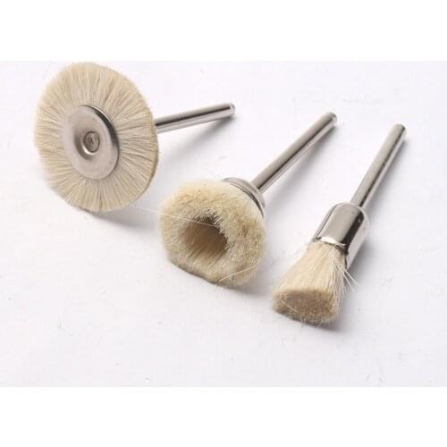 3 PCS 3mm Shank T Type/Bowl Type/Pen Type Polishing Wheel Wool Buffing Polishing Brushes Burr for Rotary Tools