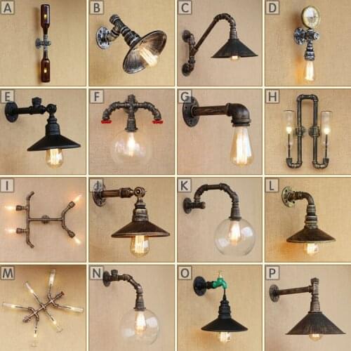 Wrought iron industry contracted wind personality sitting room bar top pipe wall lamp